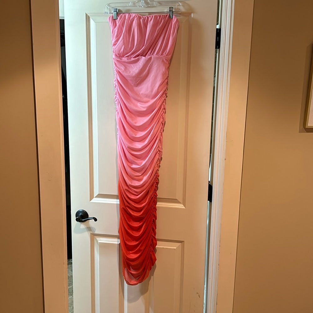New with tag Rose Dress rouched midi/maxi dress